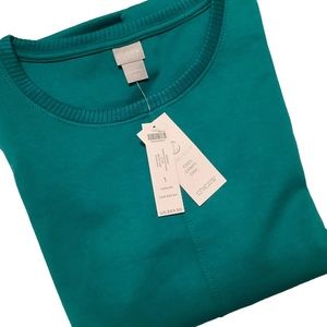 Chicos Green Sweatshirt sz 1 NWT